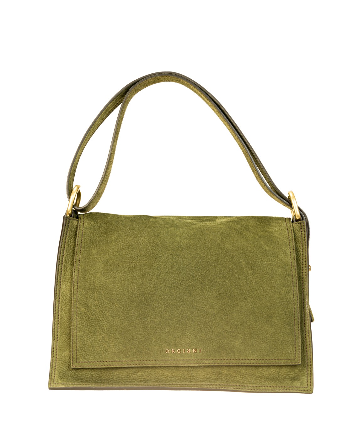 shop ORCIANI  Borsa: Orciani borsa Pillow Nabucco a spalla e crossbody in nubuck.
Finiture in galvanica ottone dorato.
Interno, bordi e cuciture color testa di moro.
Chiusura con patta.
Tasca interna con zip.
Doppio taschino interno aperto.
Dimensioni:  larghezza 33 cm, altezza 21 cm, profondità 17 cm.
Composizione: 100% vitello.
Made in Italy.. B02113 NAB-OLIVA number 7061189